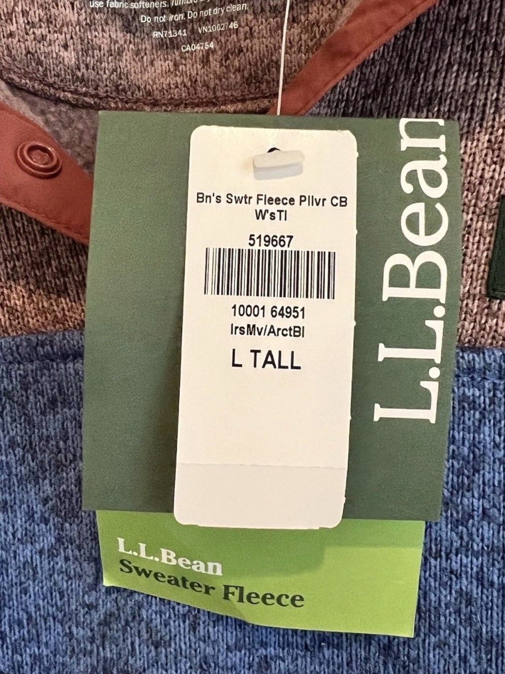 Large Tall Women's L.L.Bean Sweater Fleece Pullover - Picture 2 of 5